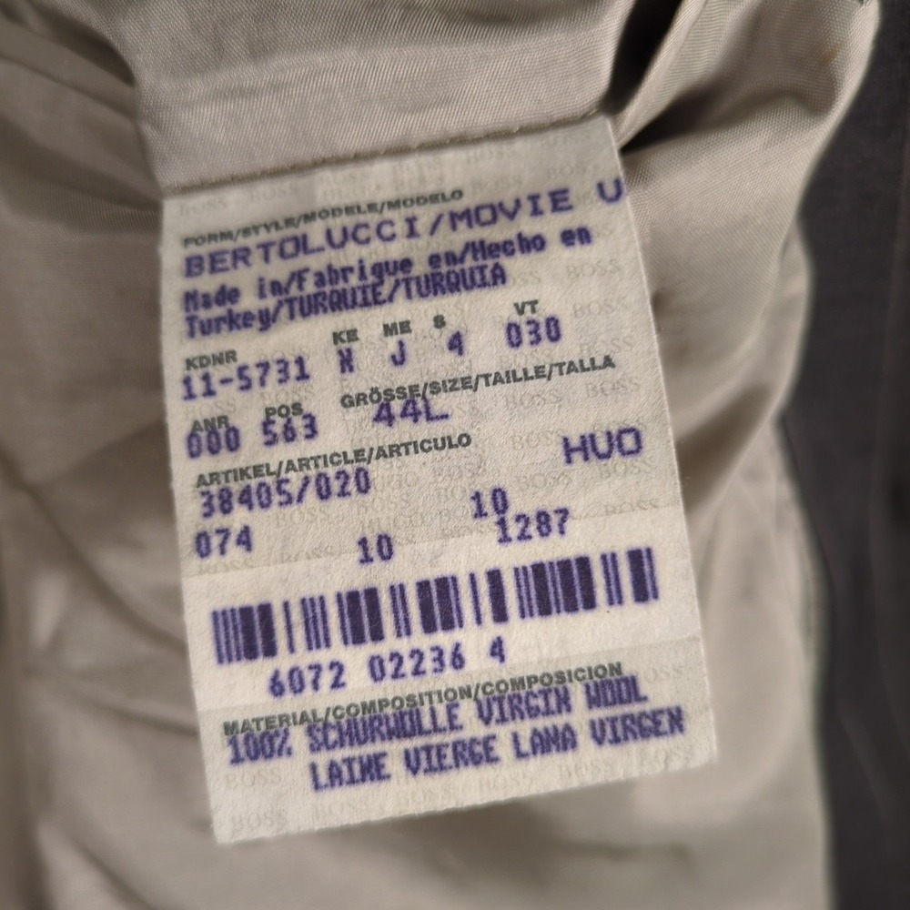 Hugo Boss Bertolucci Movie Suit Coat 44 LONG Gray Pinstripe Wool Sport Jacket - Picture 6 of 8